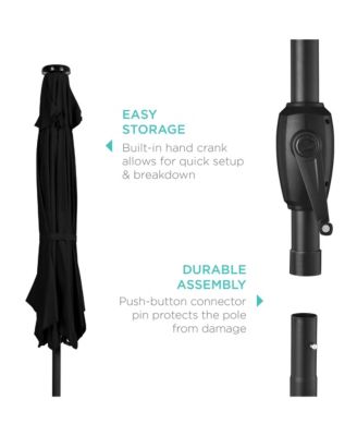 7.5ft Outdoor Solar Patio Umbrella for Deck, Pool w/ Tilt, Crank, LED Lights