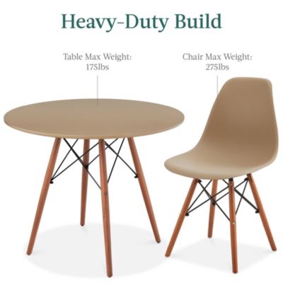 5-Piece Compact Mid-Century Modern Dining Set w/ 4 Chairs, Wooden Legs