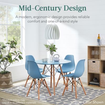 5-Piece Compact Mid-Century Modern Dining Set w/ 4 Chairs, Wooden Legs