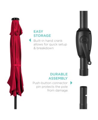 7.5ft Outdoor Solar Patio Umbrella for Deck, Pool w/ Tilt, Crank, LED Lights