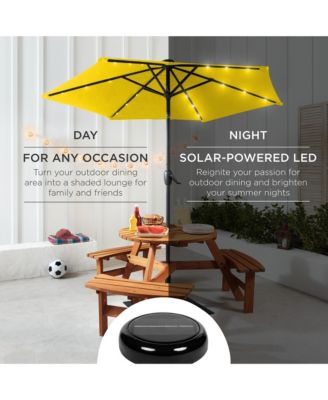 7.5ft Outdoor Solar Patio Umbrella for Deck, Pool w/ Tilt, Crank, LED Lights