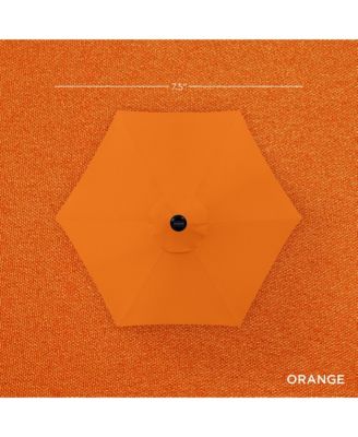 7.5ft Outdoor Solar Patio Umbrella for Deck, Pool w/ Tilt, Crank, LED Lights