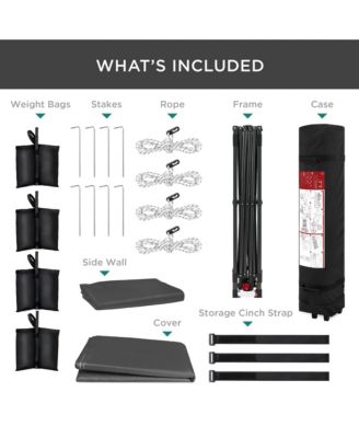 10x10Ft Easy Setup Pop-Up Canopy Tent with Side Wall, 1-Button Push, and Carrying Case