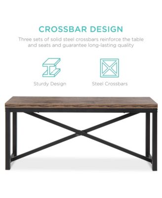 45.5in 3-Piece Bench Style Dining Furniture Set, 4-Person Dinette w/ 2 Benches, Table