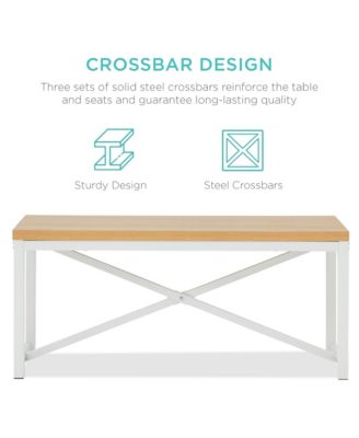 45.5in 3-Piece Bench Style Dining Furniture Set, 4-Person Dinette w/ 2 Benches, Table