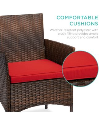 3-Piece Outdoor Wicker Conversation Patio Bistro Set, w/ 2 Chairs, Table