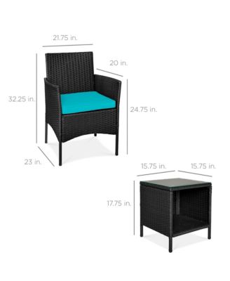 3-Piece Outdoor Wicker Patio Bistro Set with 2 Chairs and Table