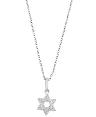 EFFY&reg; Diamond Star of David 18" Pendant Necklace (1/10 ct. t.w.) in Sterling Silver