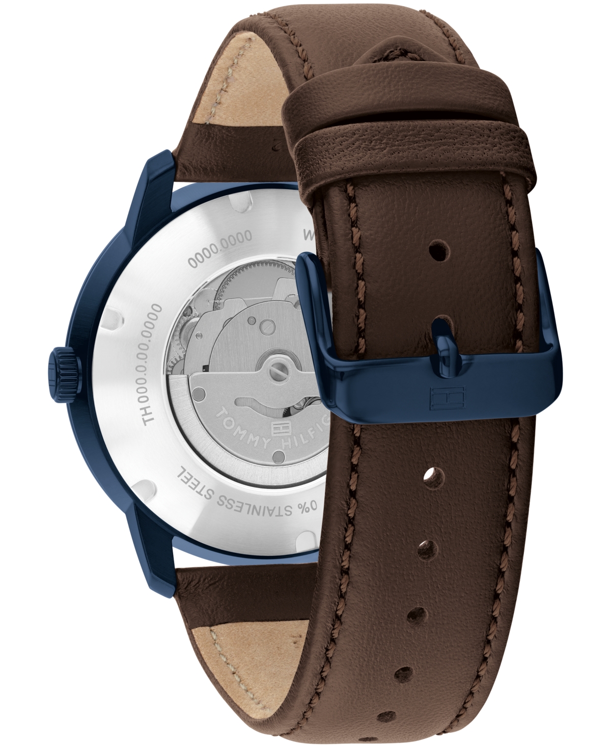 Tommy Hilfiger Men's Automatic Brown Leather Strap Watch 43mm In Brown