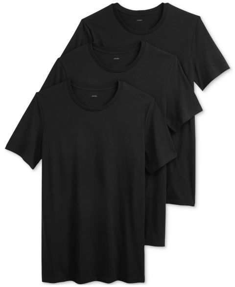 Мужские футболки Jockey Stretch Short-Sleeve Crewneck T-Shirts, Pack of 3, цвет: Чёрный