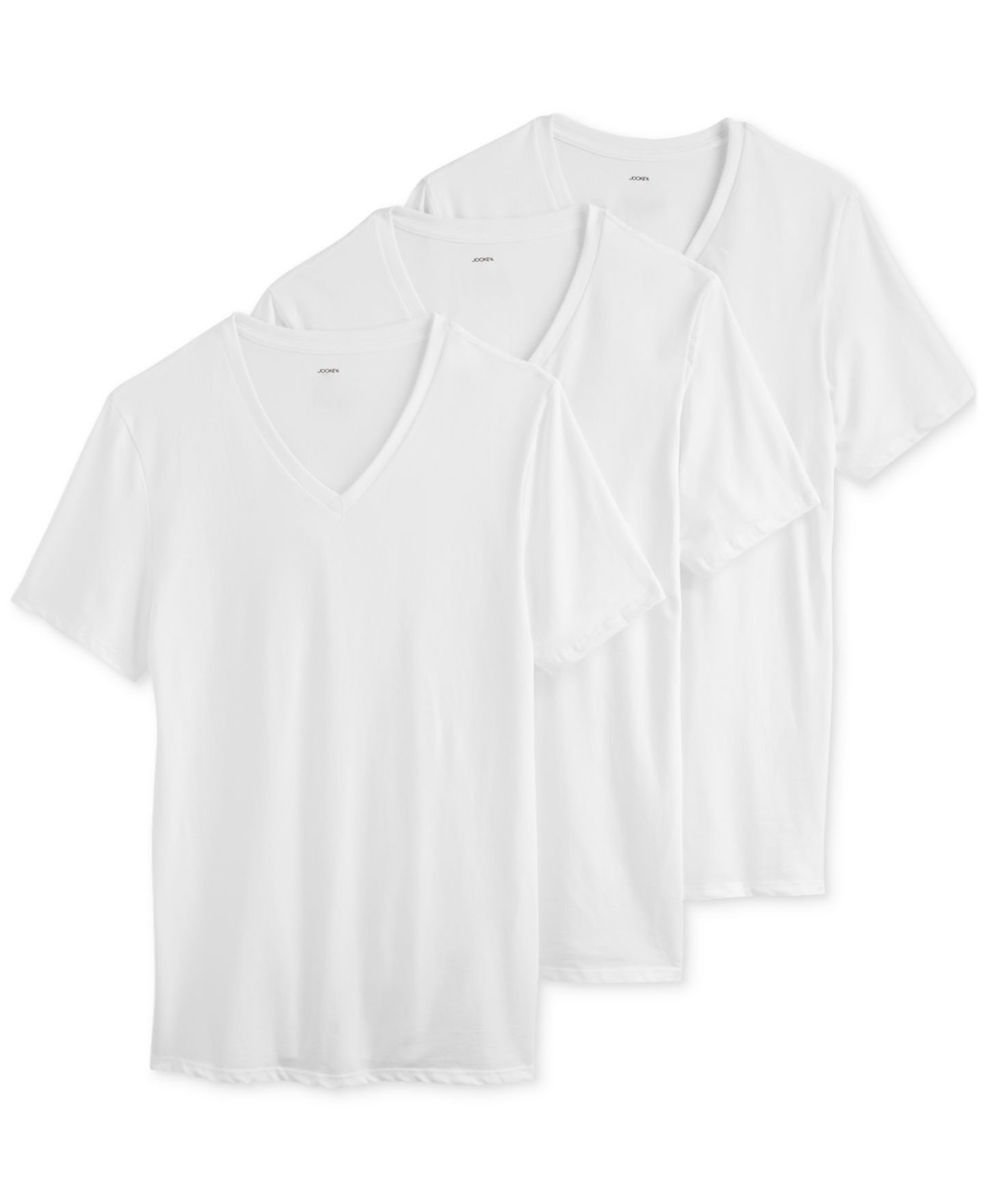 Мужские футболки Jockey Stretch Short-Sleeve V-Neck T-Shirts, Pack of 3, цвет: Белый — фото 1