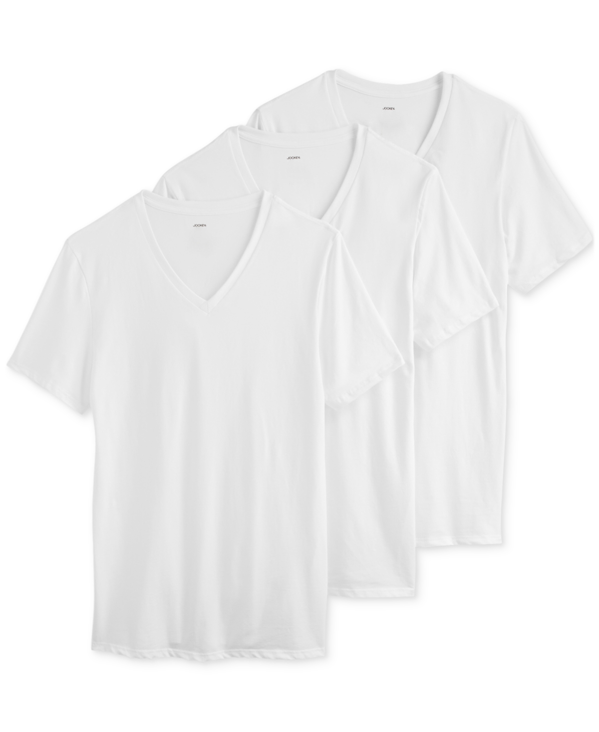 Men's Stretch Short-Sleeve V-Neck T-Shirts, Pack of 3 - White