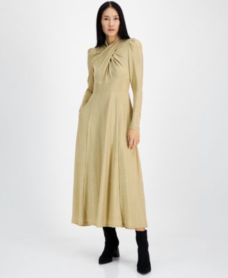 RACHEL Rachel Roy - Women's Harland Faux-Wrap Metallic-Threaded Midi Dress
