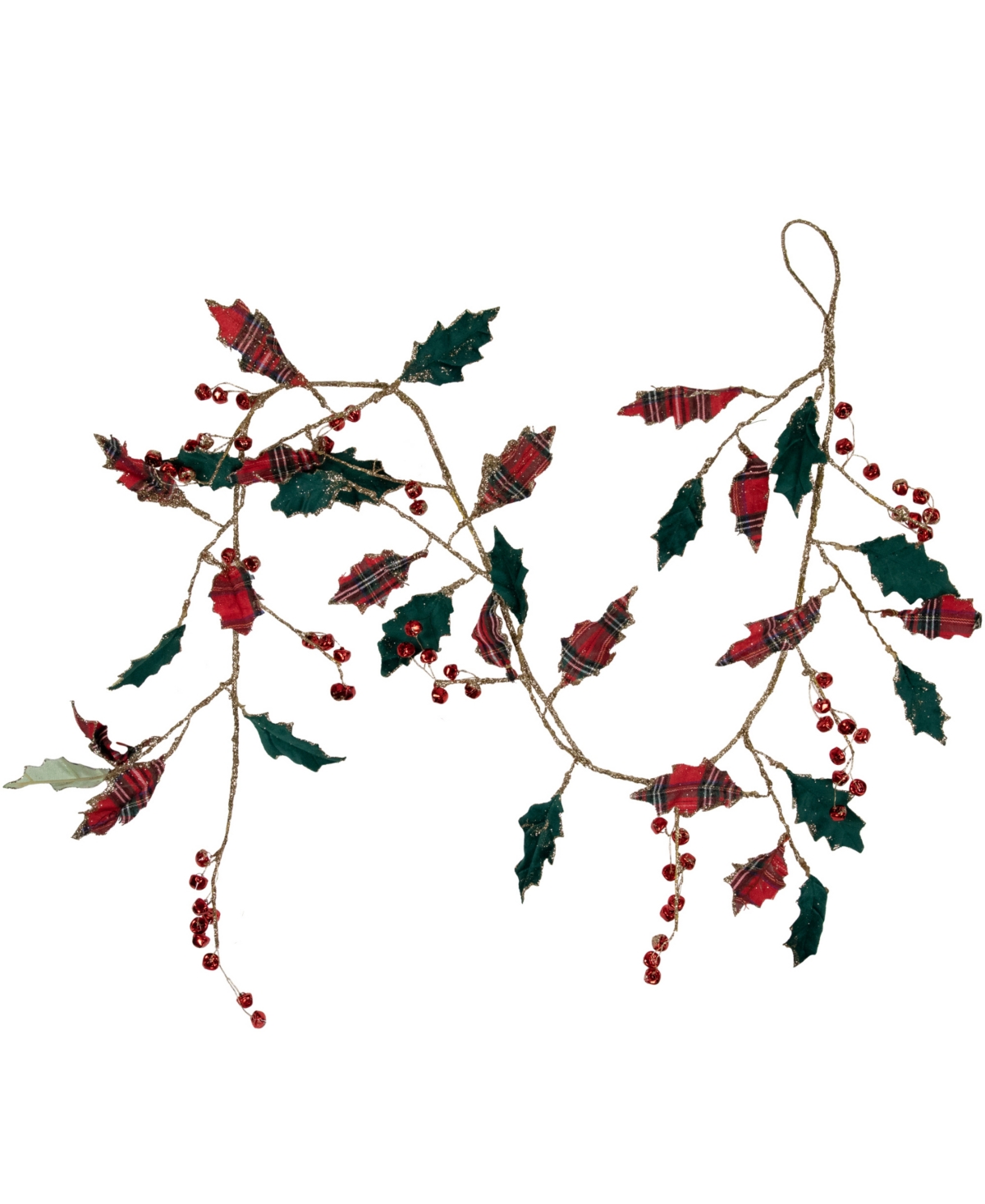 Northlight 5' Plaid Holly with Jingle Bells Christmas Garland - Unlit