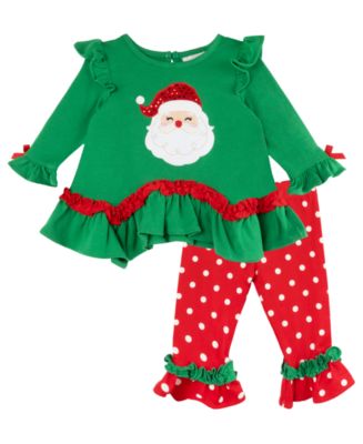 Rare Editions Baby Girl Santa Applique Outfit 2 Piece Set Macy s