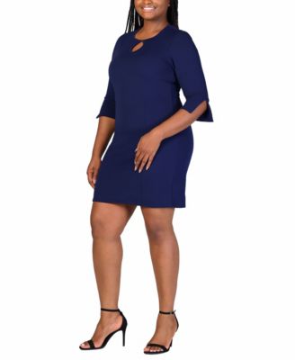 Plus Size Three Quarter Sleeve Mini Dress