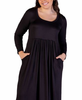 Plus Size Long Sleeve Maxi Dress with Pockets