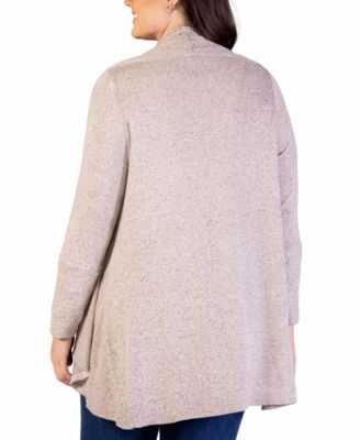 Plus Size Open Front Long Sleeve Cardigan Sweater