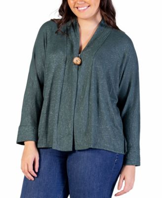 Plus Size Button Front Long Sleeve Cardigan Sweater