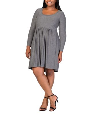 Plus Size Long Sleeve Knee Length Dress