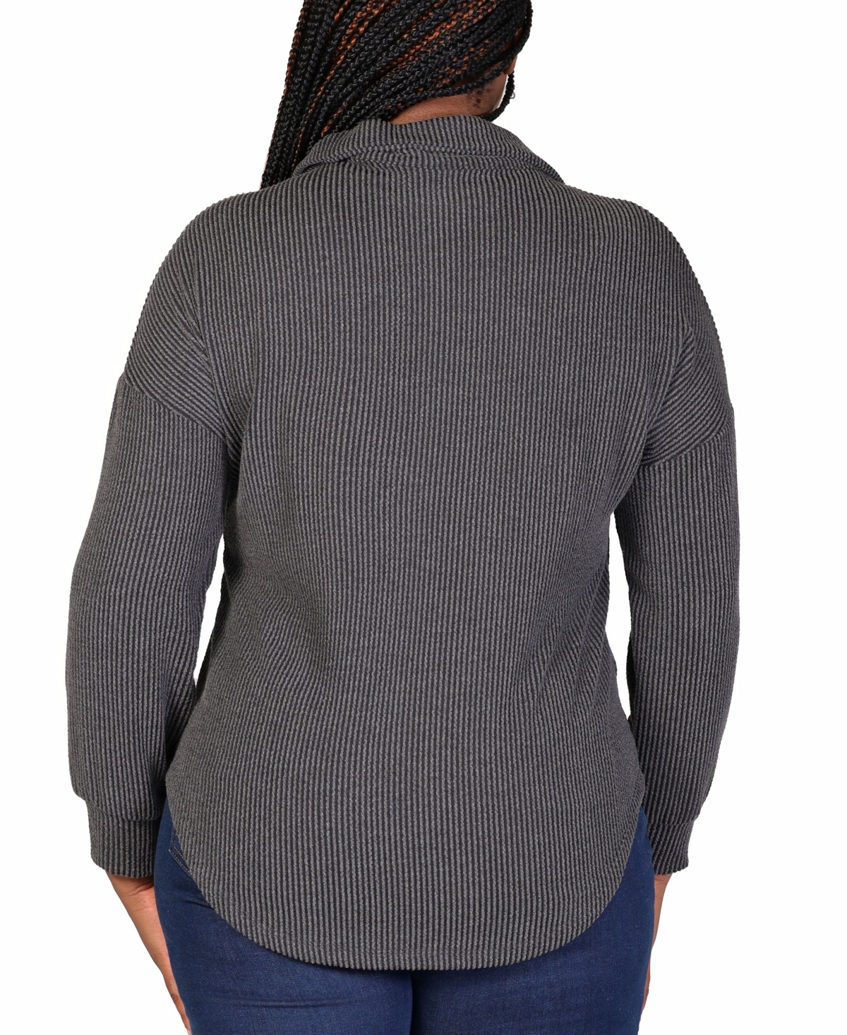 24SEVEN COMFORT APPAREL PLUS SIZE RIB BUTTON UP SHIRT JACKET 