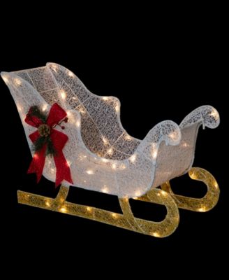 30.25" LED Lighted Glittery White Sleigh Outdoor Christmas Decoration