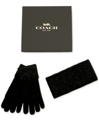 Women's Signature C Metallic Headband & Touch Tip Gloves Boxed Gift Set 