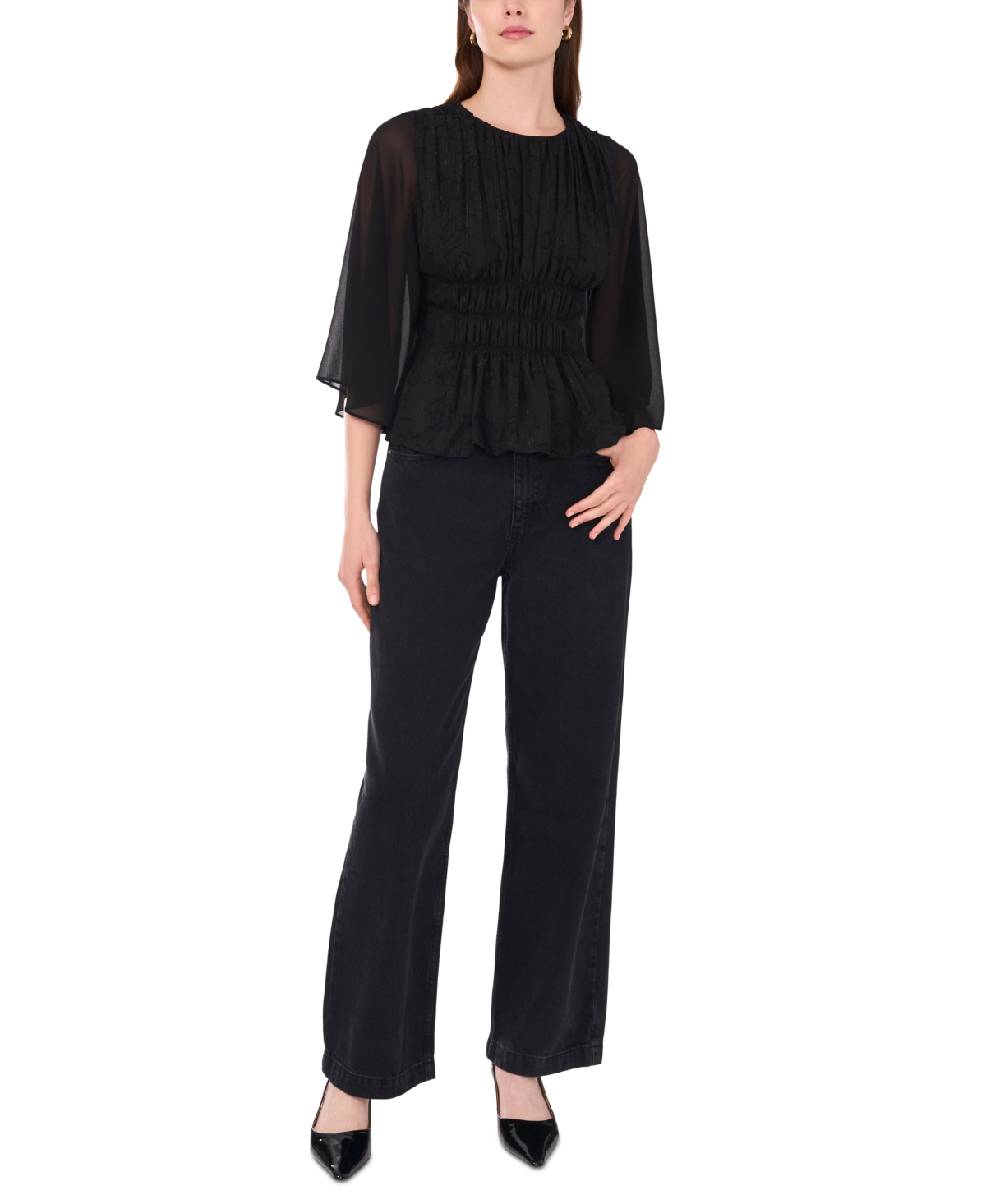 Women's Elodie Smocked-Waist Top - Rich Black