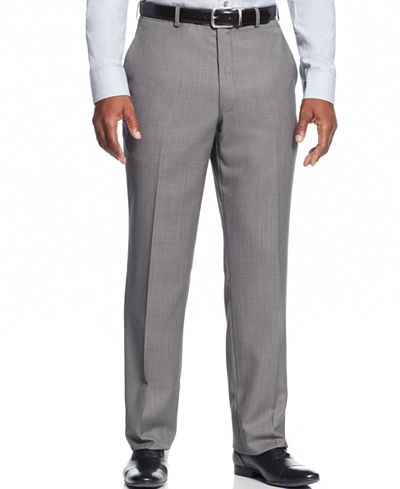 Shaquille O'Neal Collection Big and Tall Black and White Birdseye Classic-Fit Pants, Only at Macy's