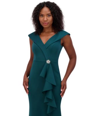Jessica Howard Petite Ruffled Portrait-Collar Gown Macy's
