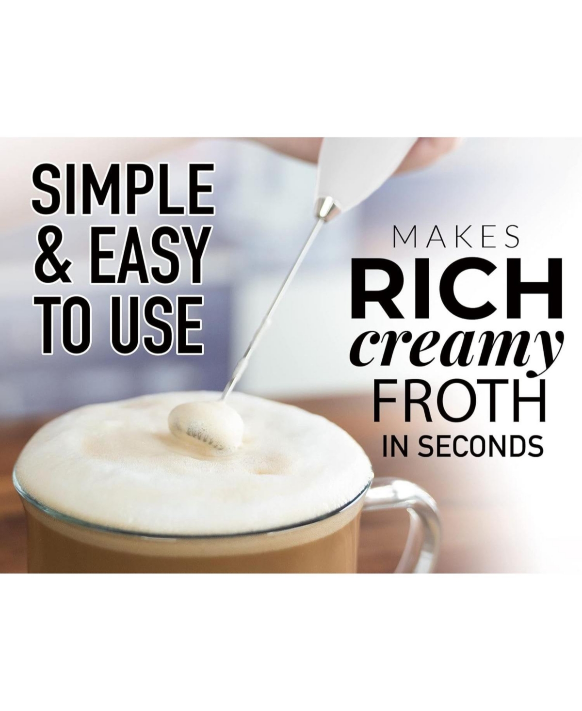Zulay Kitchen Milk Frother Complete Set Coffee Gift, Handheld Foam Maker for Lattes