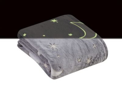 Space Adventures Stars & Moons Glow In The Dark Ultra Soft & Plush Fleece Accent Throw Blanket - 50 In. X 60 In.