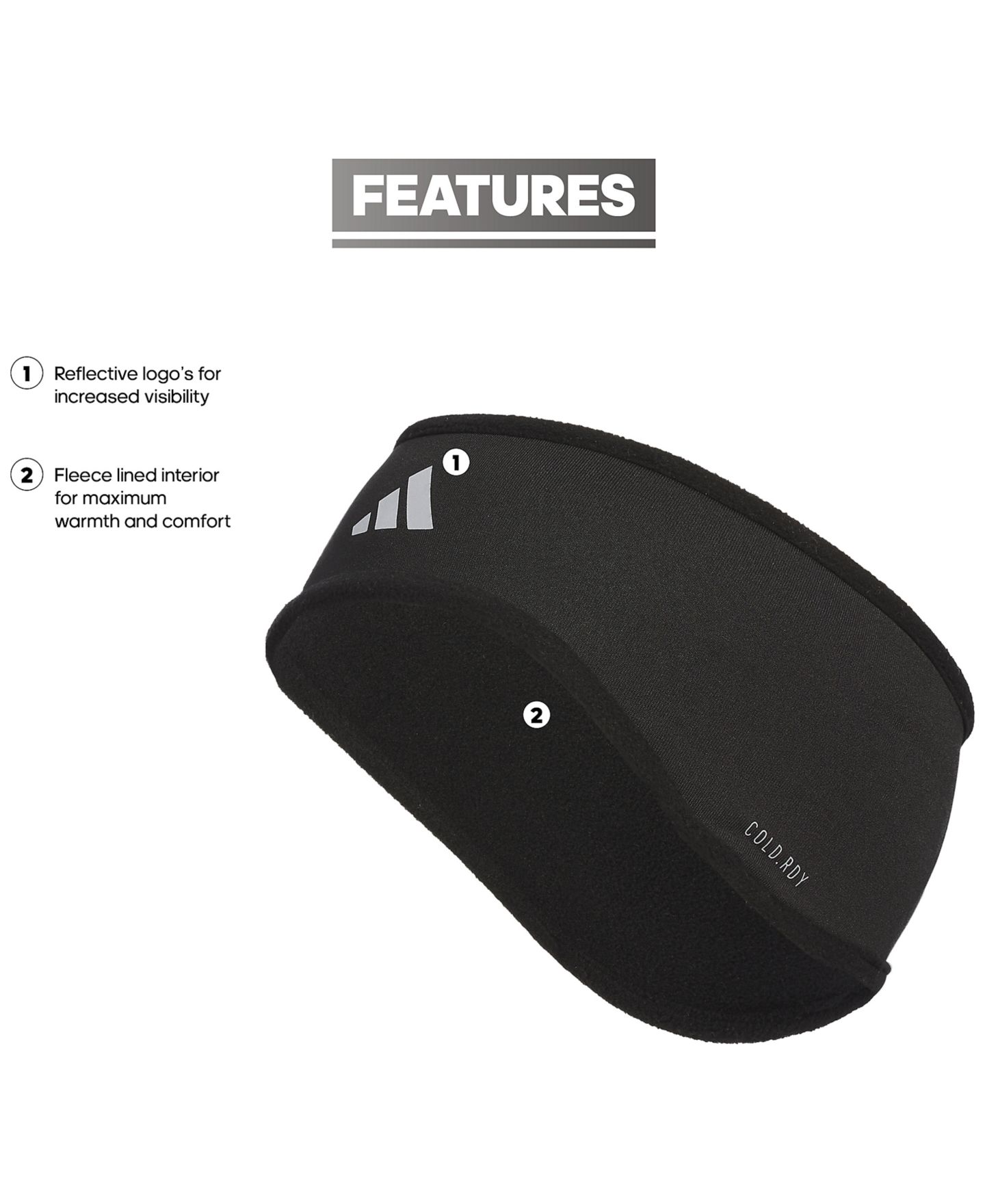 Аксессуары для волос adidas Unisex Alphaskin 2 Reflective Logo Headband, цвет: Чёрный — фото 2