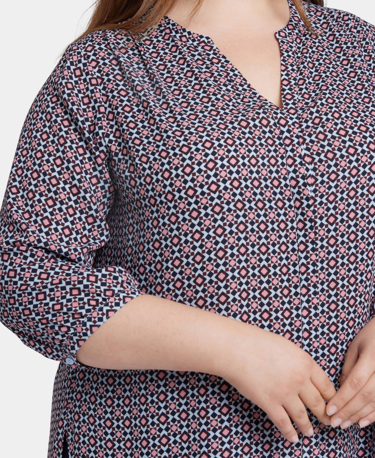 Shop Nydj Plus Size Pintuck Blouse In Pinnacle Vista