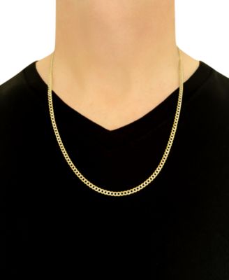 26" Two-Tone Open Curb Link Chain Necklace (3-1/6mm) in Solid 14k Gold & White Gold