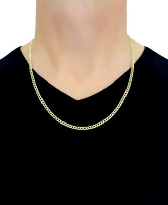 24" Two-Tone Open Curb Link Chain Necklace (3-1/6mm) in Solid 14k Gold & White Gold