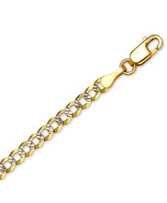18" Two-Tone Open Curb Link Chain Necklace (3-1/6mm) in Solid 14k Gold & White Gold