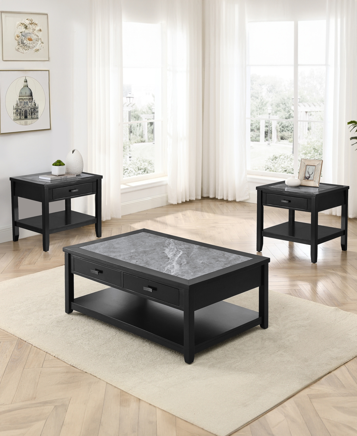 Macy's Garvine 25" Wood End Table In Black