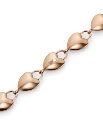Women's Locked Heart Rose Gold Plated Bracelet