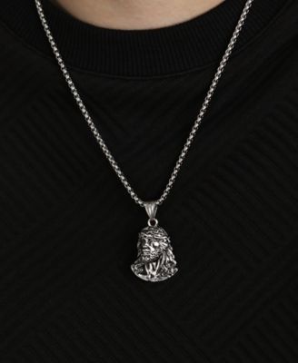 Silver Jesus Christ Stainless Steel Pendant Necklace