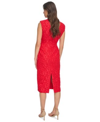 Calvin Klein Women's Sleeveless Textured Lace Sheath Dress - Macy's