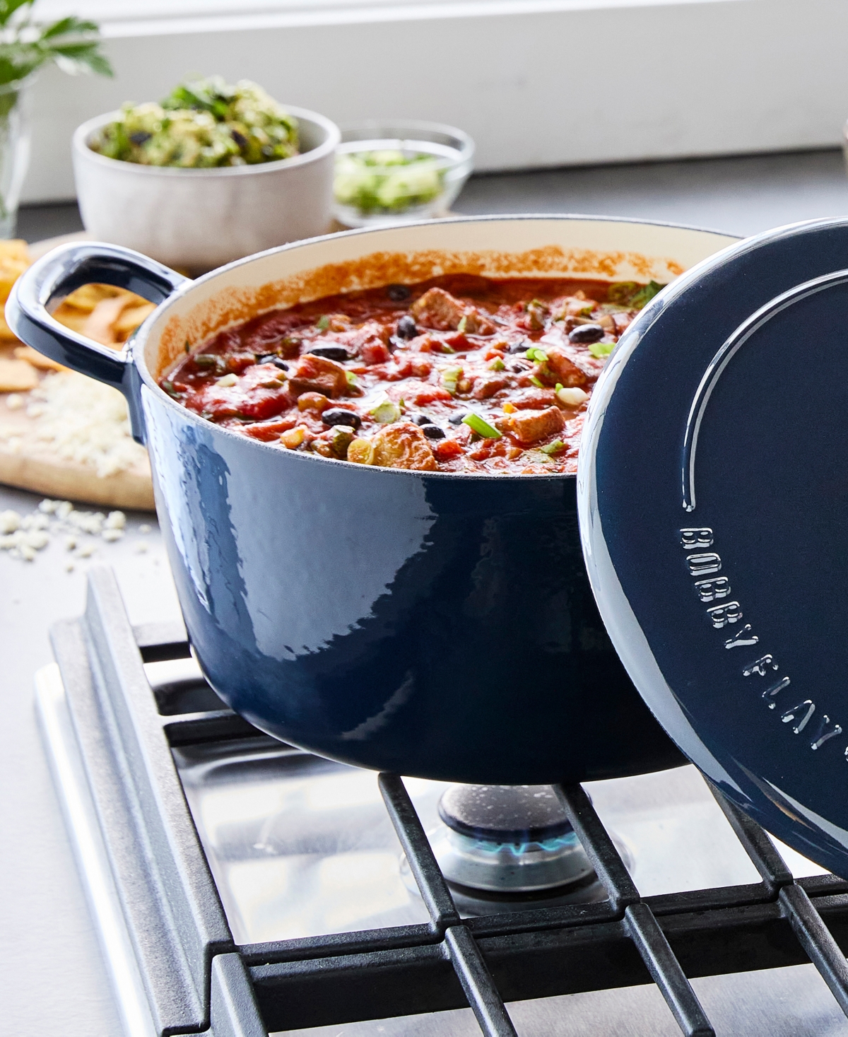 Greenpan X Bobby Flay Enameled Cast Iron 5.5-quart Dutch Oven In Cobalt