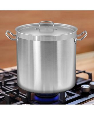 Stainless Steel Cookware Stockpot - 35 Quart, Heavy Duty Induction Pot, Soup Pot With Stainless Steel Lid