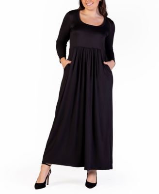 Plus Size Long Sleeve Maxi Dress with Pockets