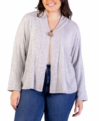Plus Size Button Front Long Sleeve Cardigan Sweater