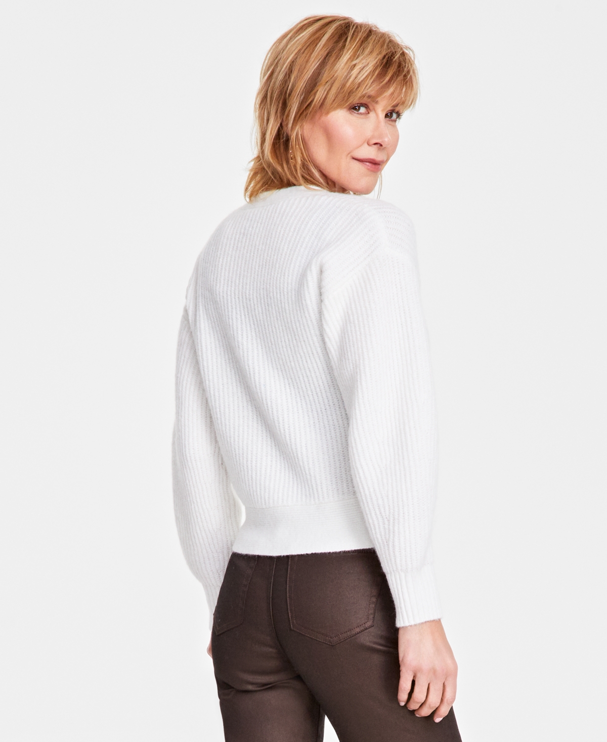 INC INTERNATIONAL CONCEPTS WOMEN'S BUCKLE-FRONT SWEATER, CREATED FOR MACY'S 