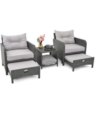 5-Piece Wicker Patio Conversation Set with Cushions