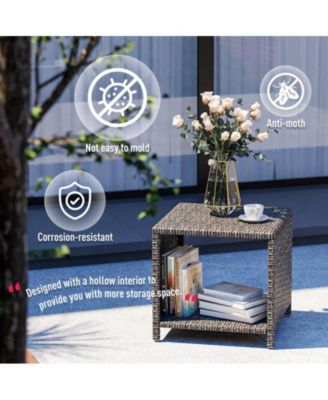 5-Piece Wicker Patio Conversation Set with Cushions