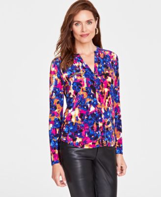 I.N.C. International Concepts - Printed Zip-Detail Top