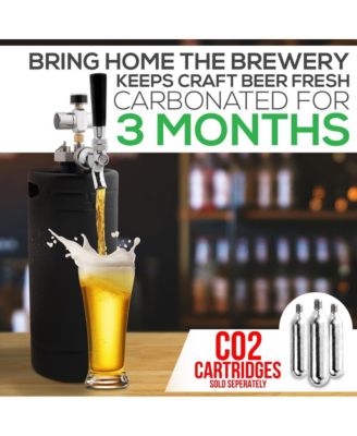 Homebrew Mini Keg Beer Dispenser - 128 oz. Black Matte Powder Coat Mini Keg with Detachable Regulator and Metal Tap CO2 Aluminum Regulator System